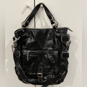 Via Spiga Black Trend Tote w/Hardware